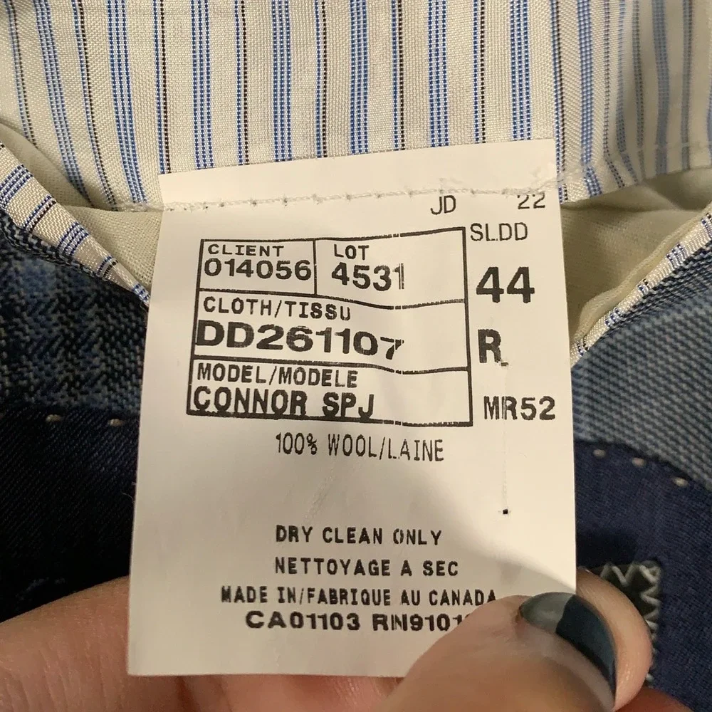 David Donahue Connor SPJ Sport Coat Mens 44R Blue Plaid Wool Blazer Two Button